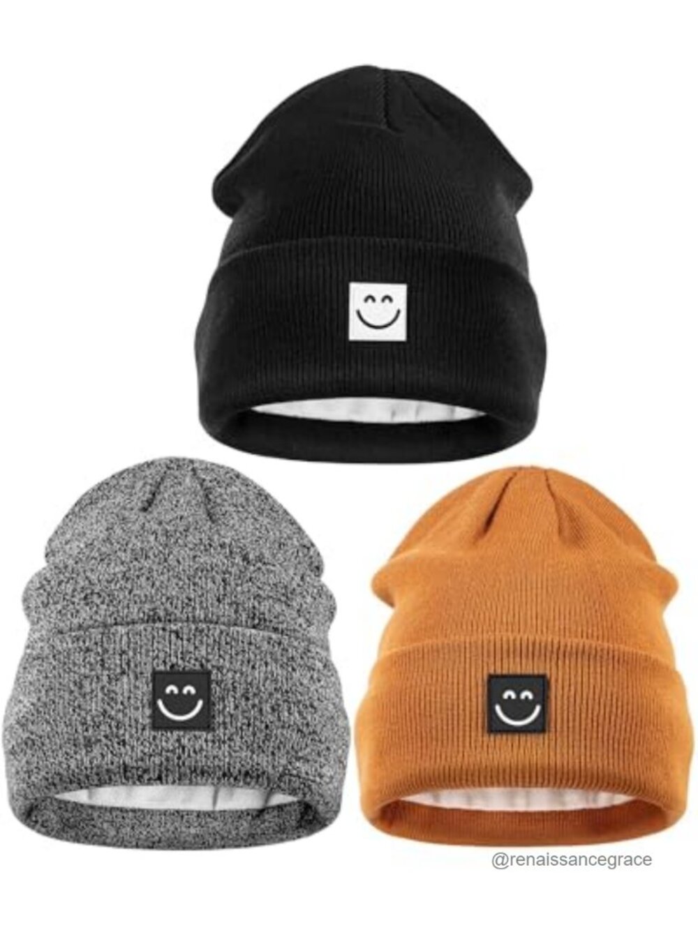 3 Pack Fleece Lined Winter Beanie Hats for Women Men Acrylic Knit Skullies